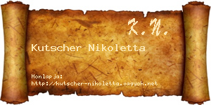 Kutscher Nikoletta névjegykártya